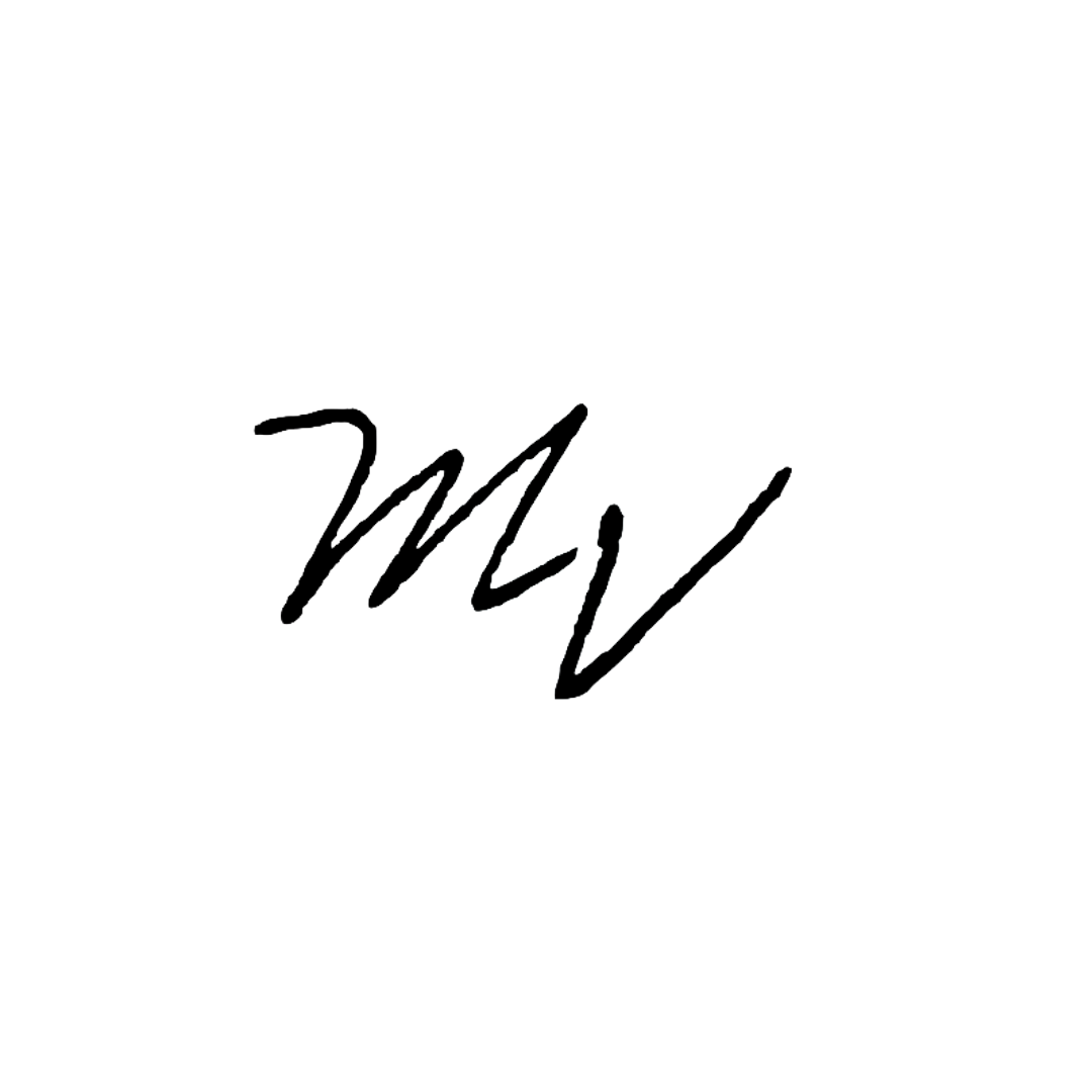 The attached image is a clean logo design featuring the letters "MWV" in elegant, handwritten cursive script, rendered in solid black ink on a fully transparent background for easy overlay on any surface. ​